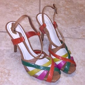 SOLD ✨ Nine West Multi-Color + Tan Heels